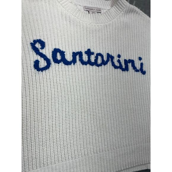 Sincerely Jules Santorini White Cropped Knit Sweater XS - Picture 3 of 7